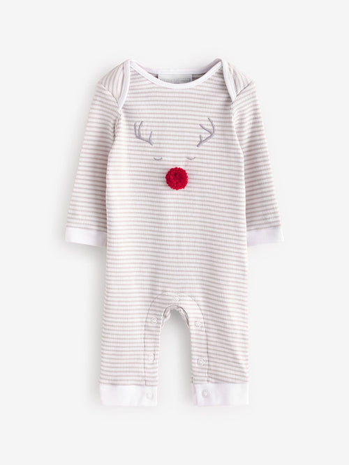The White Company Grey Jingles Stripe Sleepsuit image 1