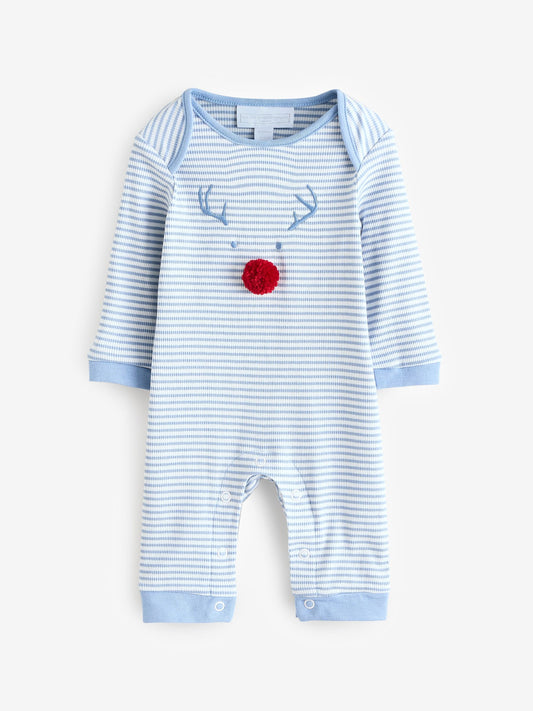 The White Company Blue Jingles Stripe Sleepsuit image 1