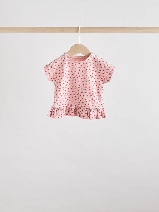 Red/ Pink/ White Strawberry Baby Frill T-Shirt and Shorts Set 6 Piece image 3