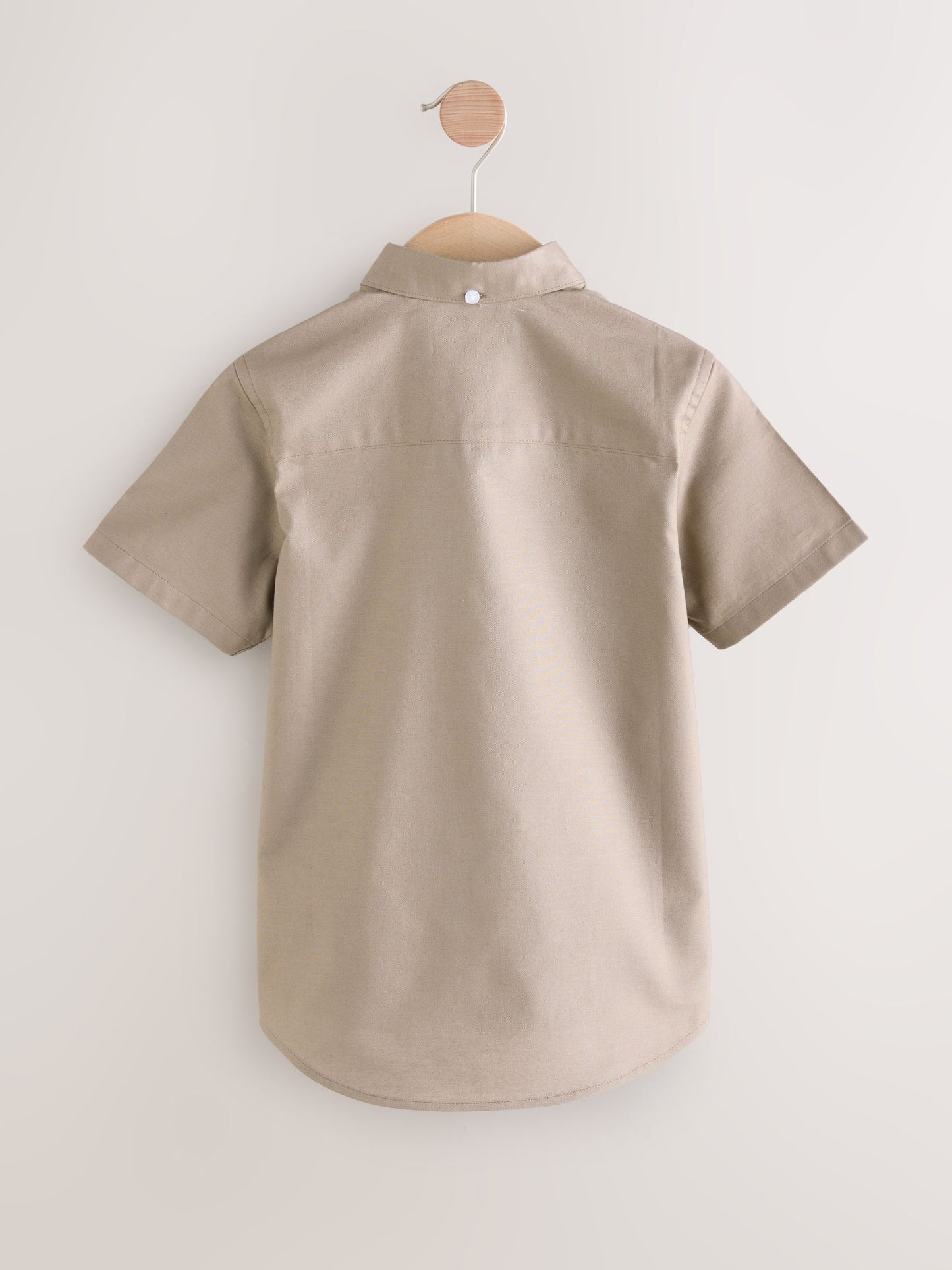 Dsiney Kidz - Taupe Logo Short Sleeve Cotton Rich Oxford Shirt (3-16yrs) image 2