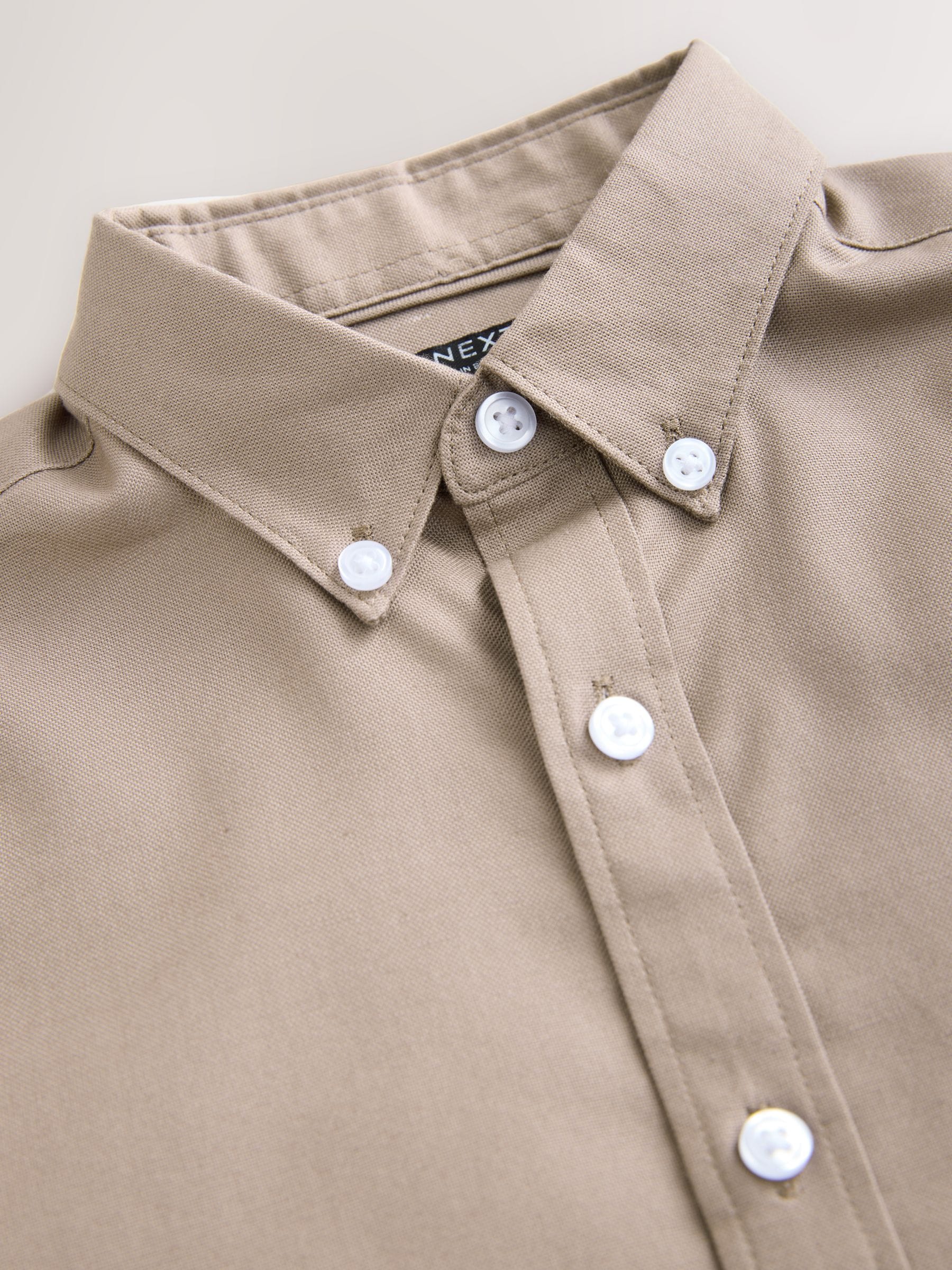 Dsiney Kidz - Taupe Logo Short Sleeve Cotton Rich Oxford Shirt (3-16yrs) image 3