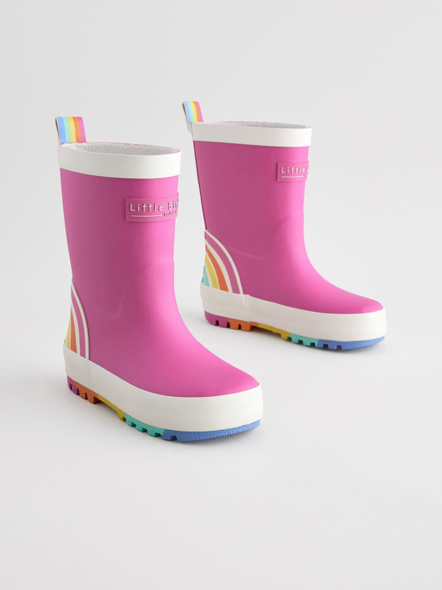 Little Bird by Jools Oliver Pink Rainbow Welly Boots image 2