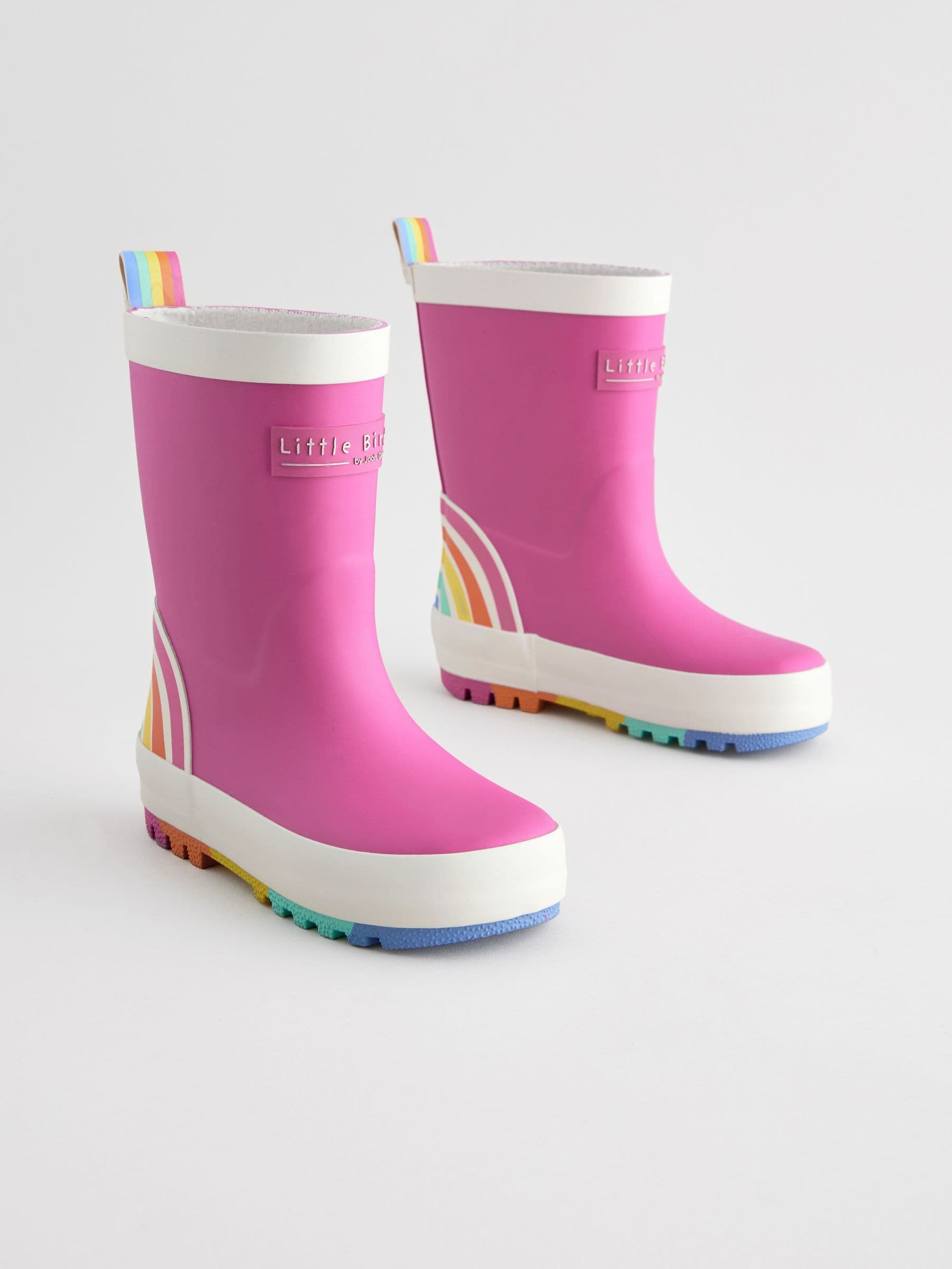 Little Bird by Jools Oliver Pink Rainbow Welly Boots image 2