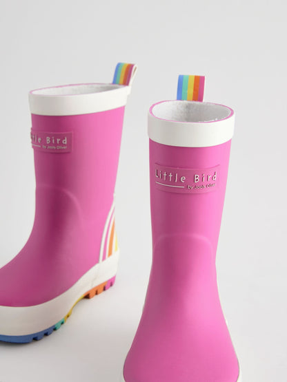 Little Bird by Jools Oliver Pink Rainbow Welly Boots image 3