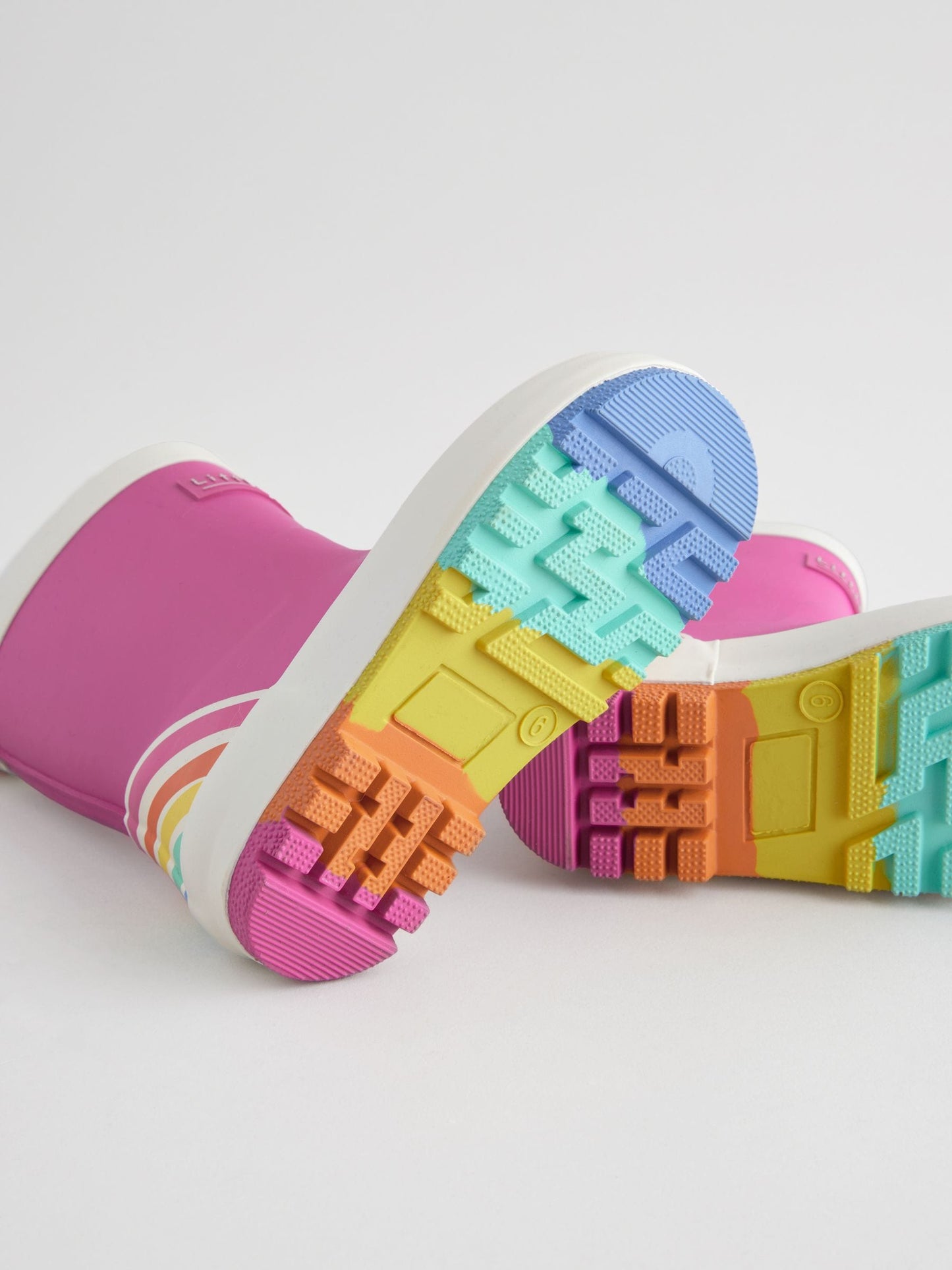 Little Bird by Jools Oliver Pink Rainbow Welly Boots image 5