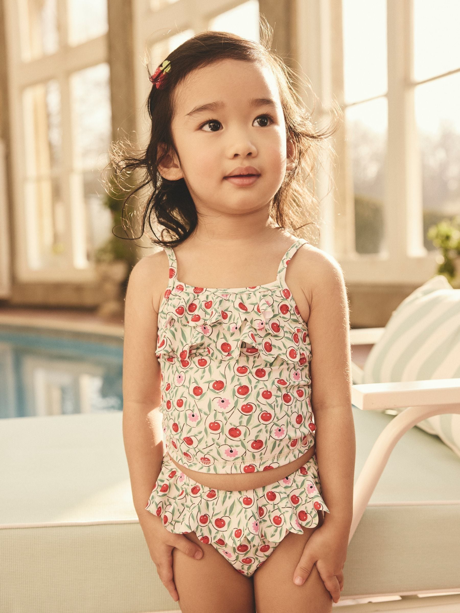 Cream/Pink/Green Cath Kidston Cherry Print Tankini (3mths-7yrs) image 4