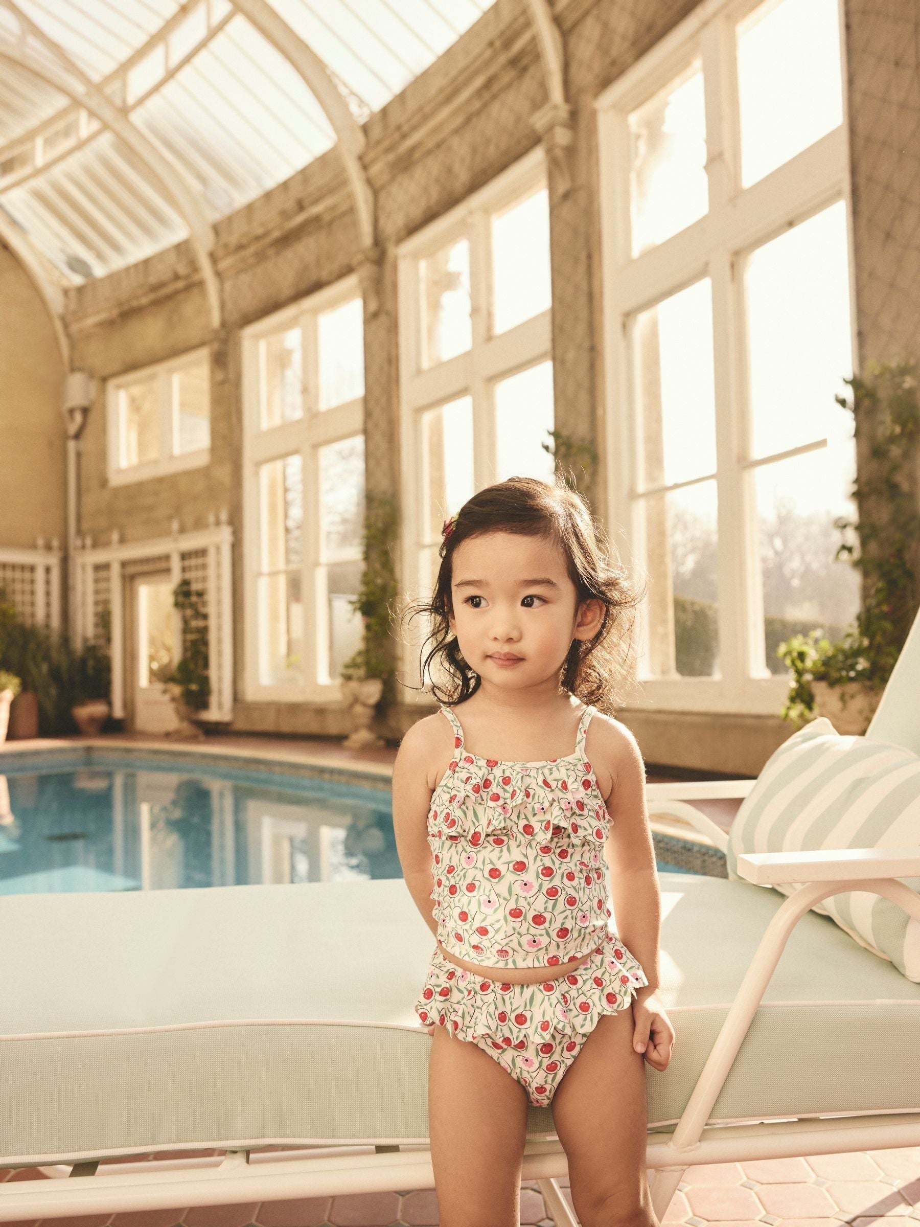 Cream/Pink/Green Cath Kidston Cherry Print Tankini (3mths-7yrs) image 5