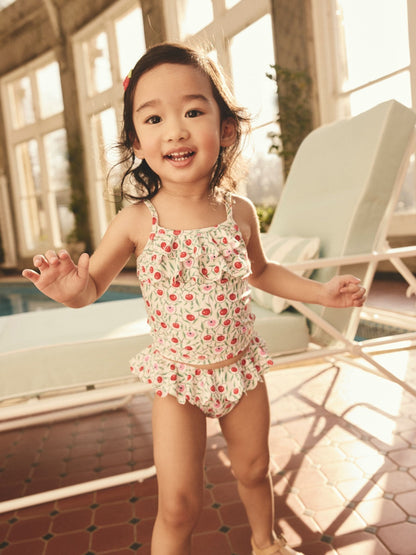 Cream/Pink/Green Cath Kidston Cherry Print Tankini (3mths-7yrs) image 1