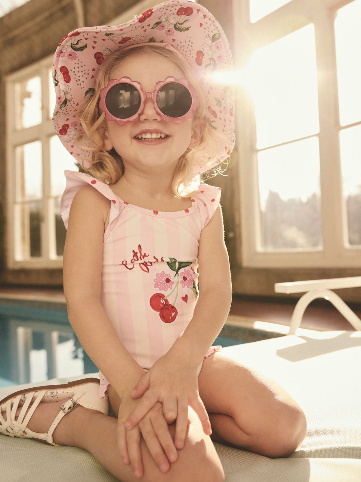 Pink Cath Kidston Floral Print Cherry Hat (3mths-10yrs) - image 2