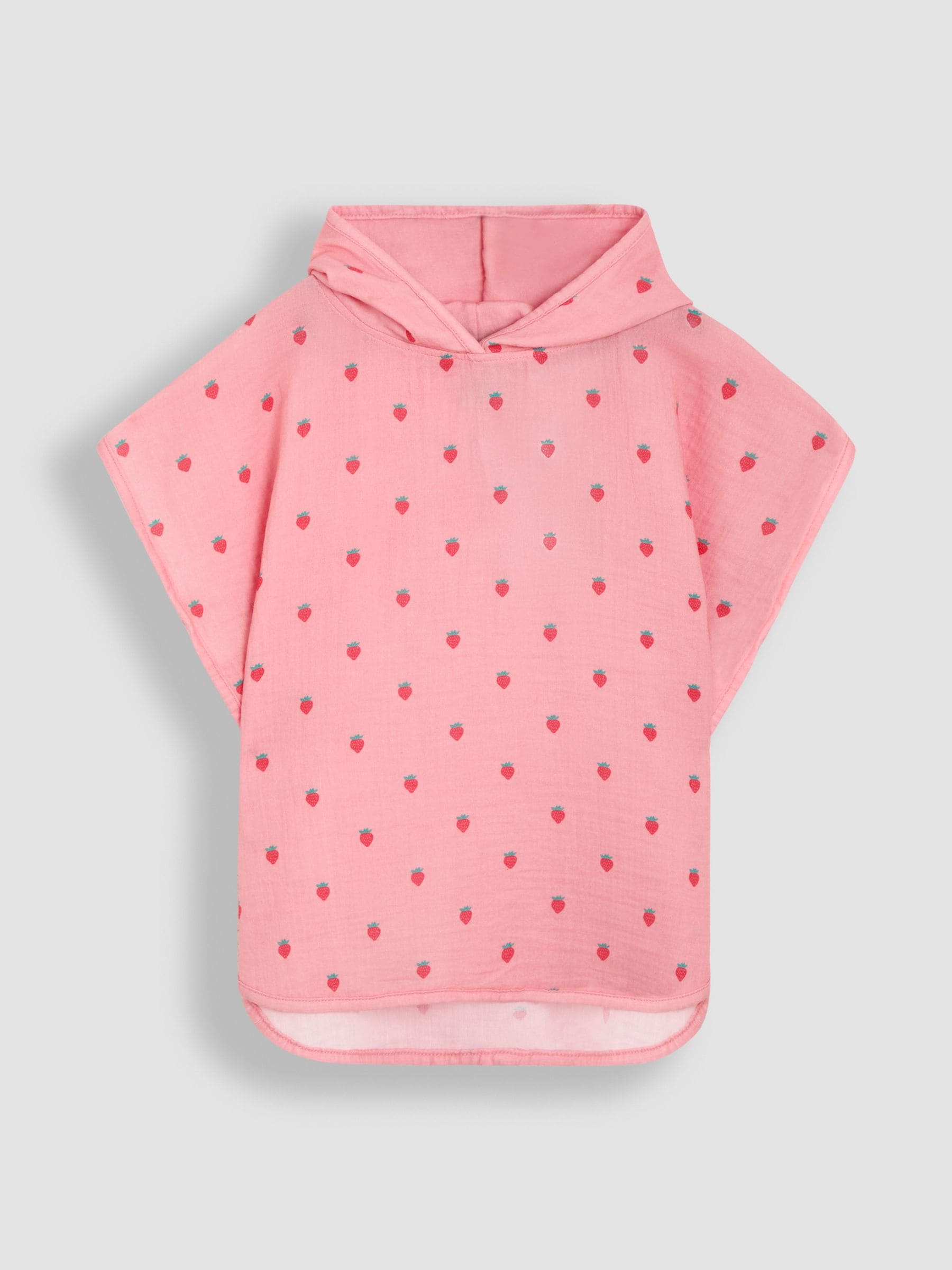 JoJo Maman Bébé Pink Strawberry Muslin Hooded Poncho image 1