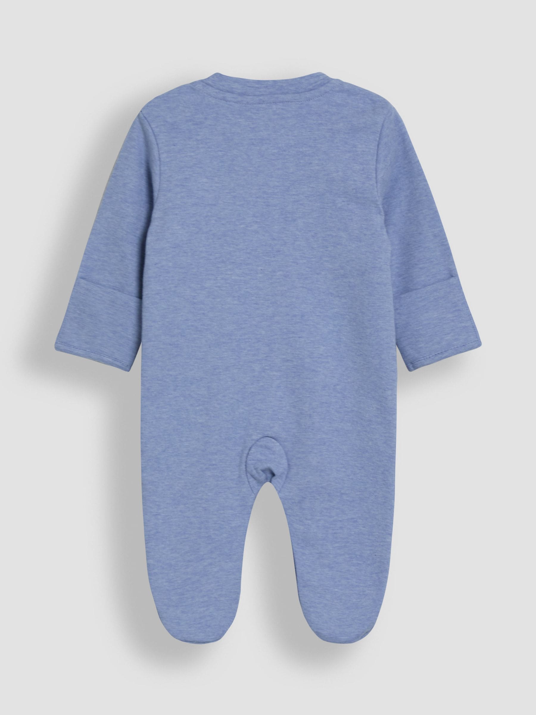 JoJo Maman Bébé Blue Cotton Footed Appliqué Popper Sleepsuit image 5