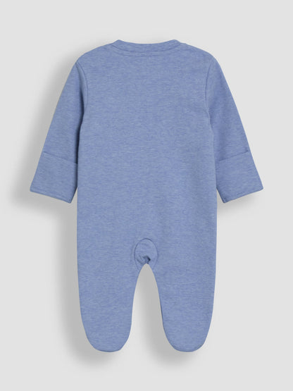 JoJo Maman Bébé Blue Cotton Footed Appliqué Popper Sleepsuit image 5