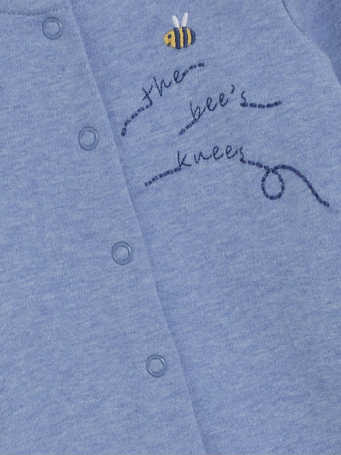 JoJo Maman Bébé Blue Cotton Footed Appliqué Popper Sleepsuit image 6