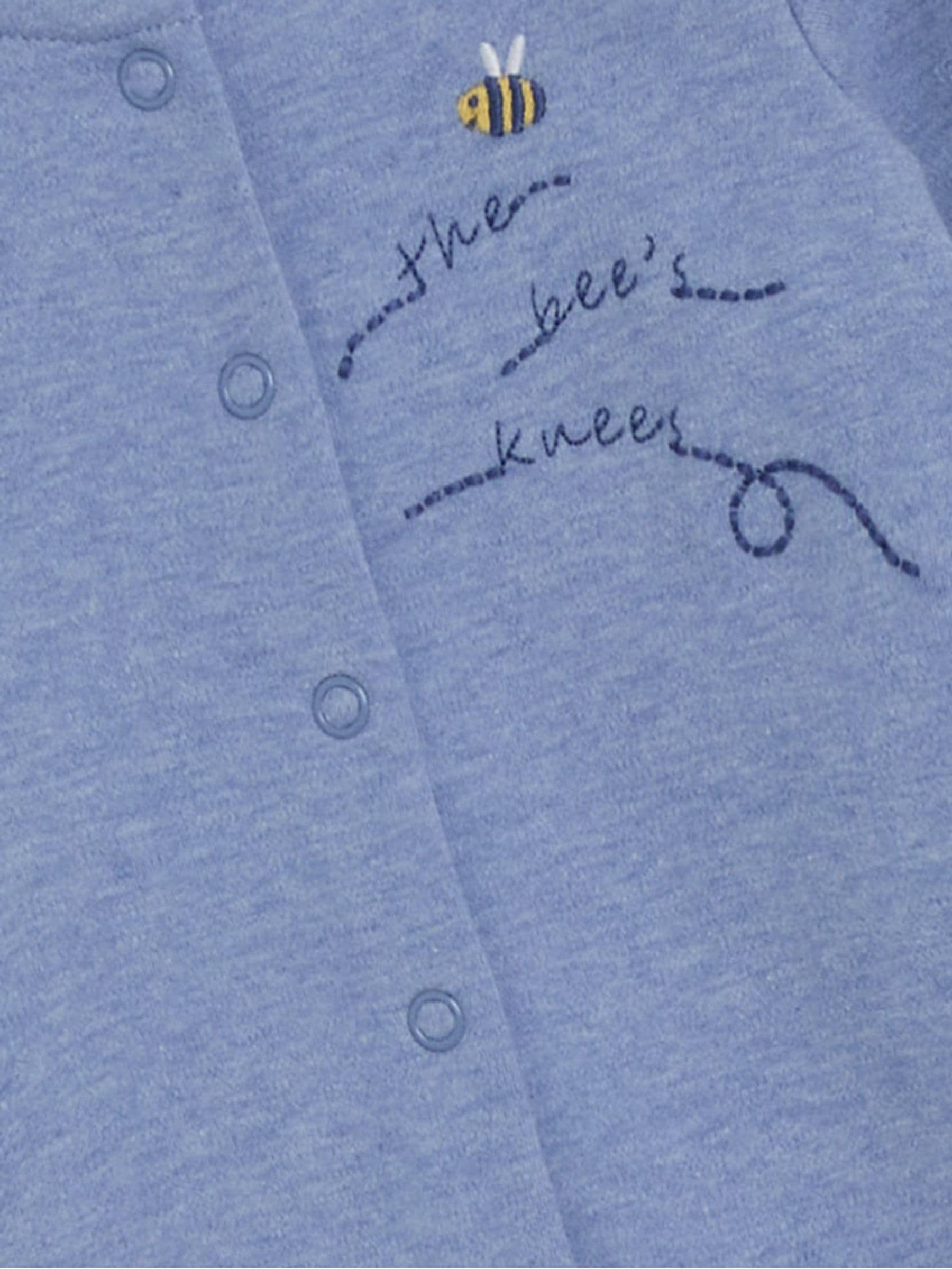JoJo Maman Bébé Blue Cotton Footed Appliqué Popper Sleepsuit image 6