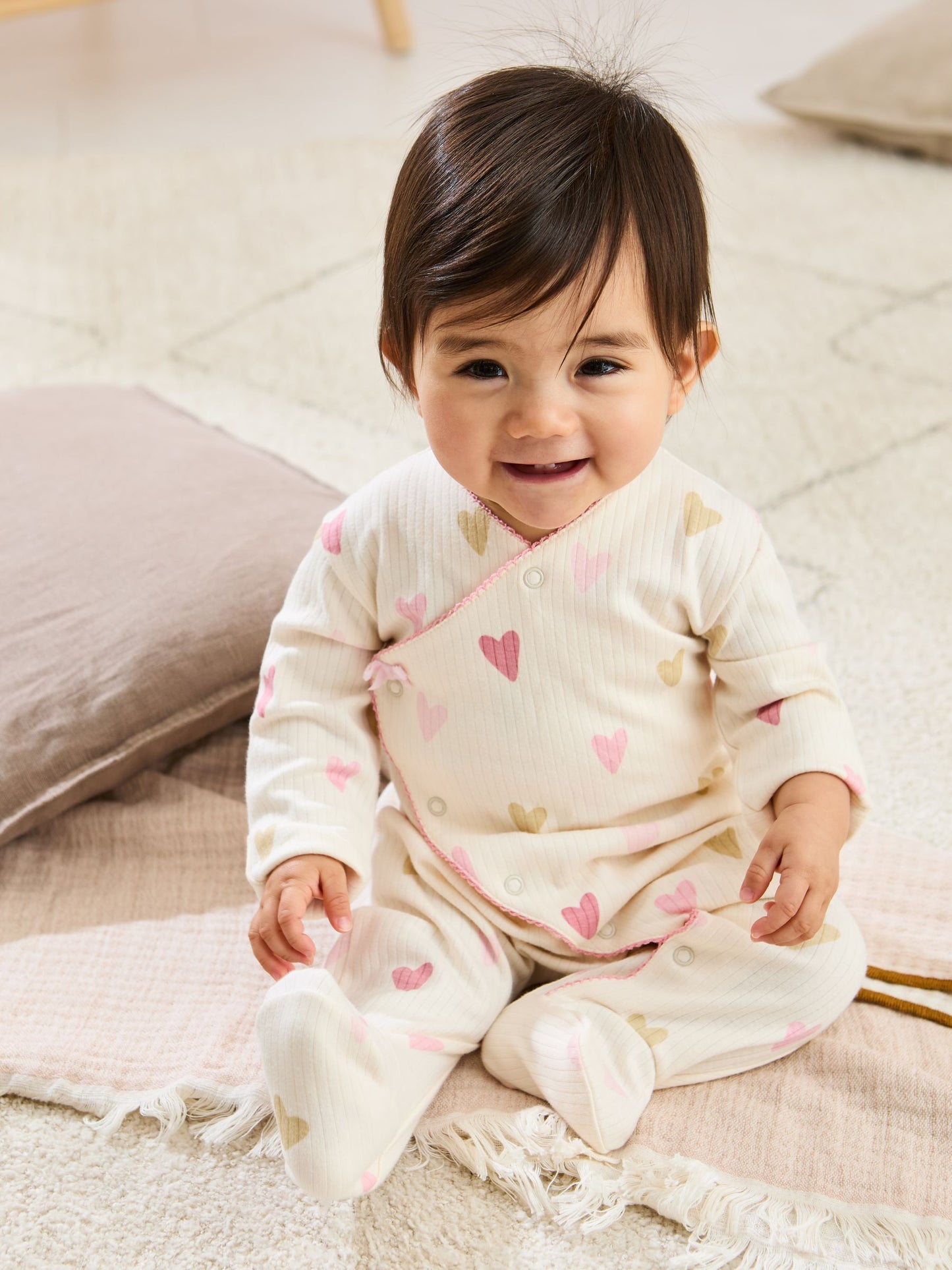 JoJo Maman Bébé Stone Footed Cross-Over Sleepsuit image 1