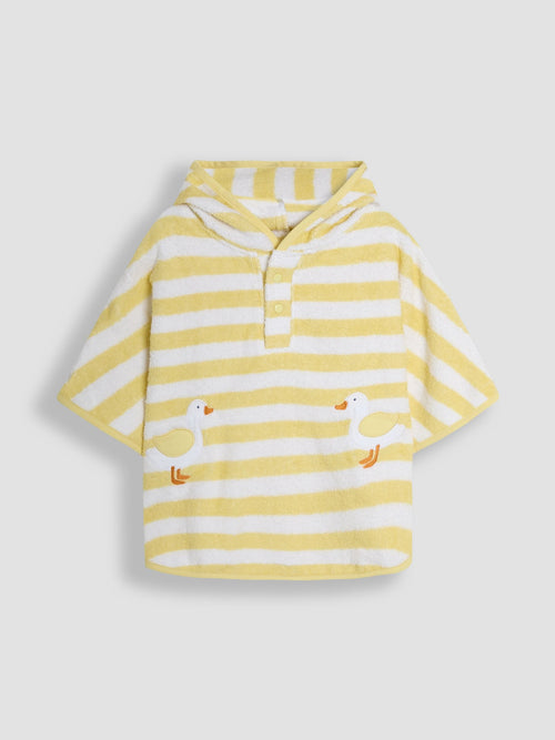 JoJo Maman Bébé Yellow Stripe Duck Hooded Poncho Towel image 1