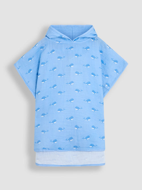 JoJo Maman Bébé Blue Whale Muslin Hooded Poncho image 1