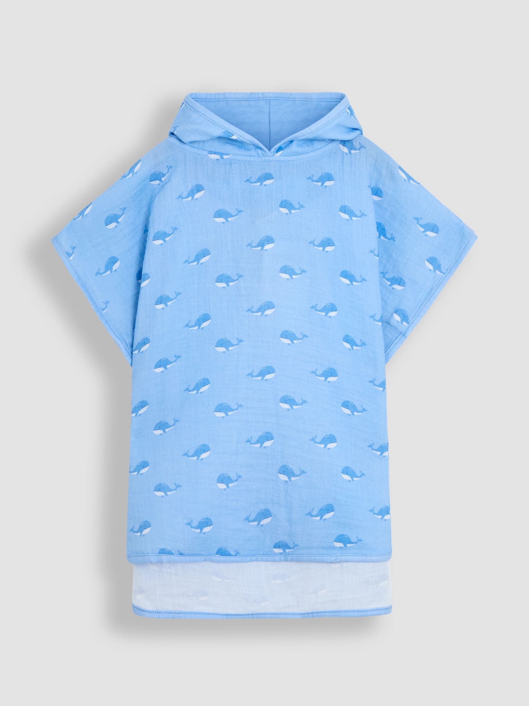 JoJo Maman Bébé Blue Whale Muslin Hooded Poncho image 1