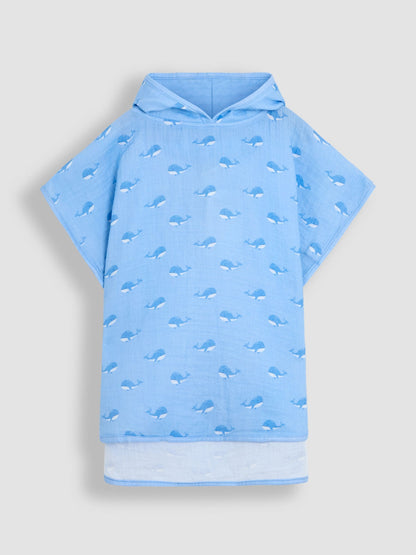 JoJo Maman Bébé Blue Whale Muslin Hooded Poncho image 1