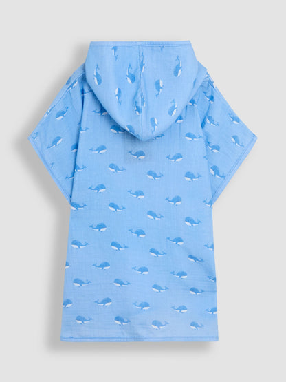 JoJo Maman Bébé Blue Whale Muslin Hooded Poncho image 2