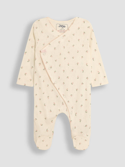 JoJo Maman Bébé Natural Cotton Footed Sleepsuit and Bib Set 2 Piece image 2