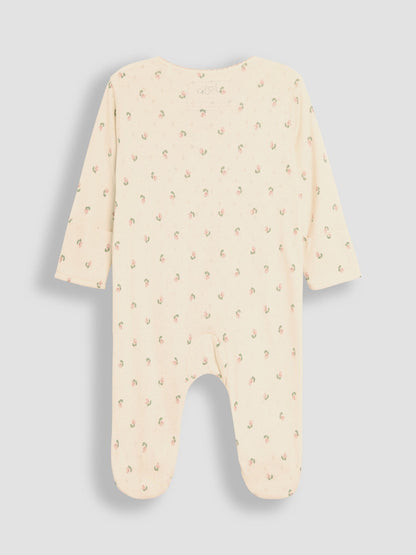 JoJo Maman Bébé Natural Cotton Footed Sleepsuit and Bib Set 2 Piece image 3