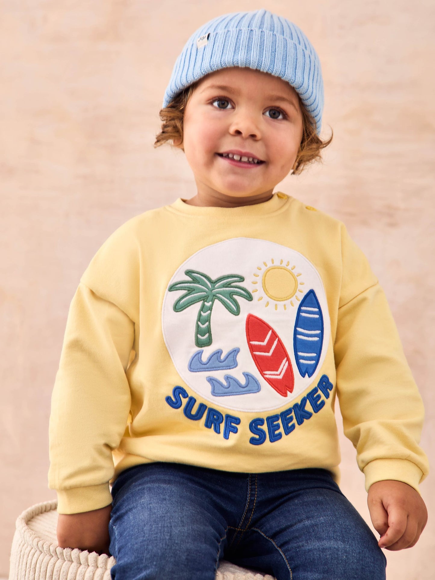 Dsiney Kidz - JoJo Maman Bébé Yellow Surf Graphic Sweatshirt image 1