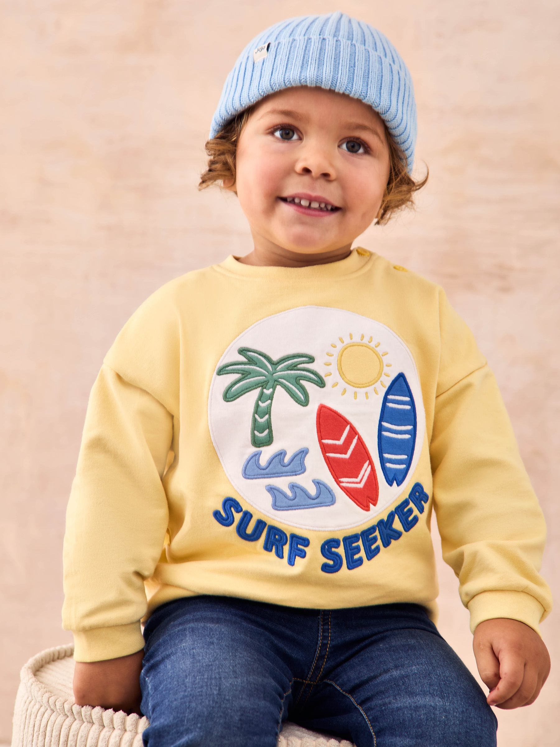 Dsiney Kidz - JoJo Maman Bébé Yellow Surf Graphic Sweatshirt image 1
