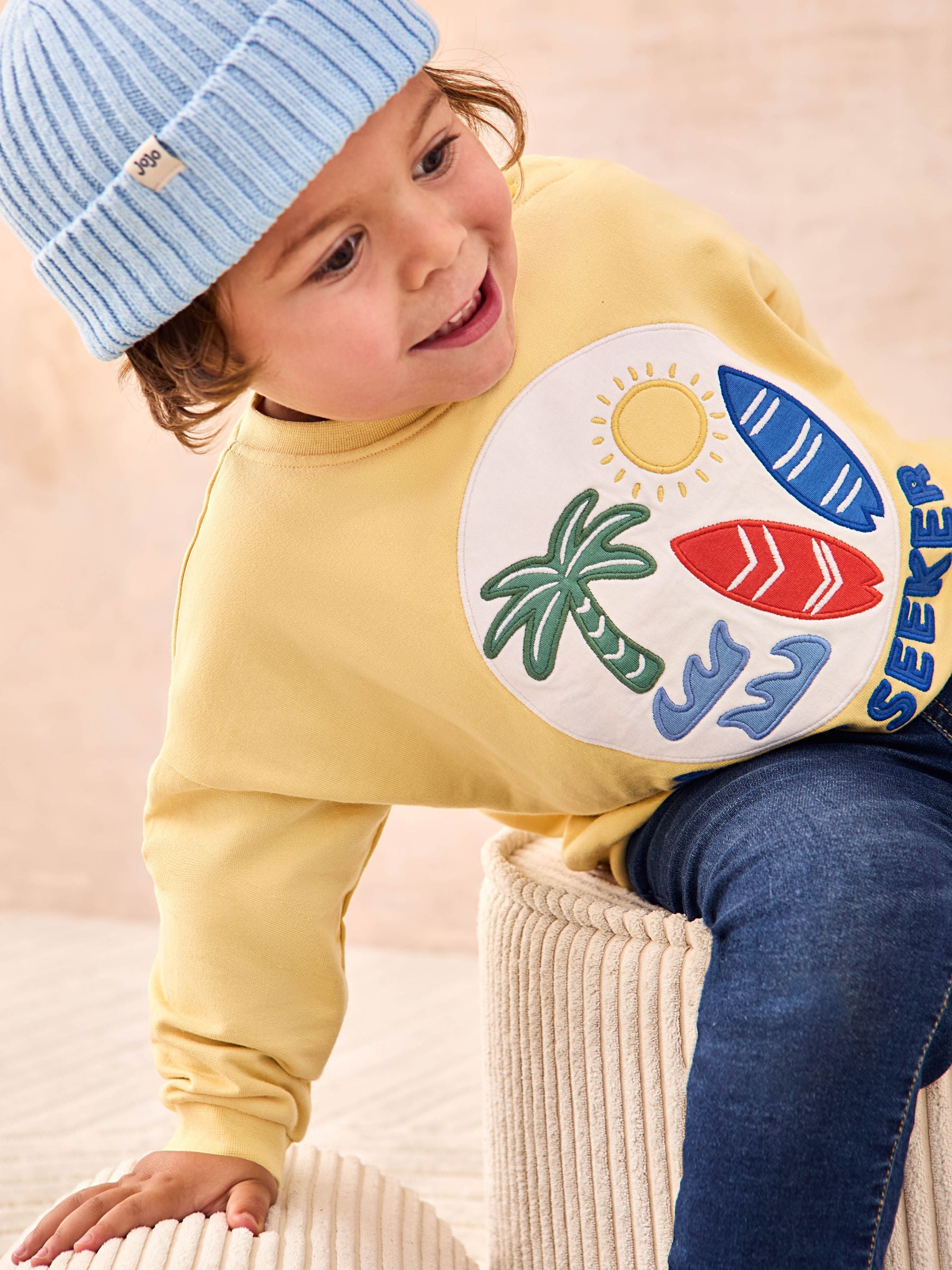 Dsiney Kidz - JoJo Maman Bébé Yellow Surf Graphic Sweatshirt image 6