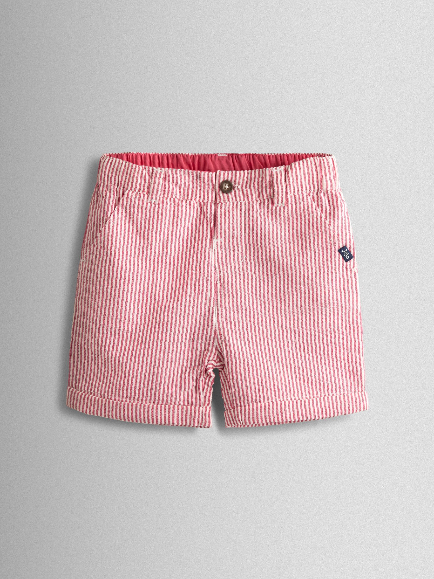 JoJo Maman Bébé Red Seersucker Stripe Shorts image 1