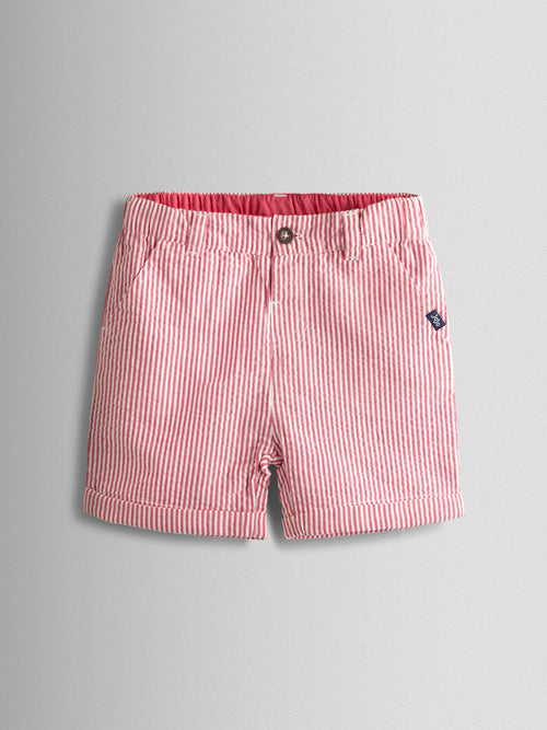 JoJo Maman Bébé Red Seersucker Stripe Shorts image 1
