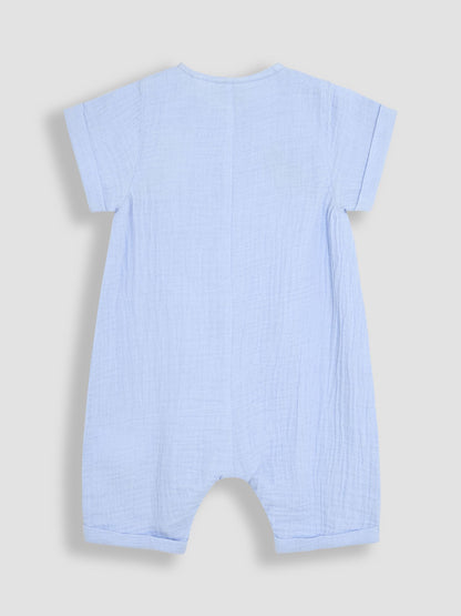 JoJo Maman Bébé Blue Peter Rabbit™ Cheesecloth Button Front 100% Cotton Romper image 5