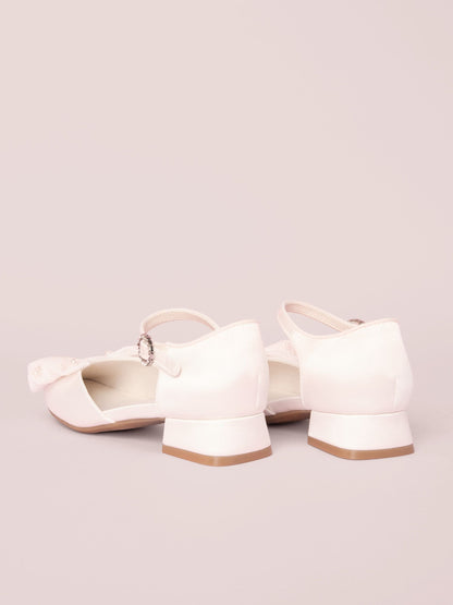 Lipsy White Standard Fit (F) Low Block Heel Pearl Bow Occasion Flower Heeled Sandals image 5