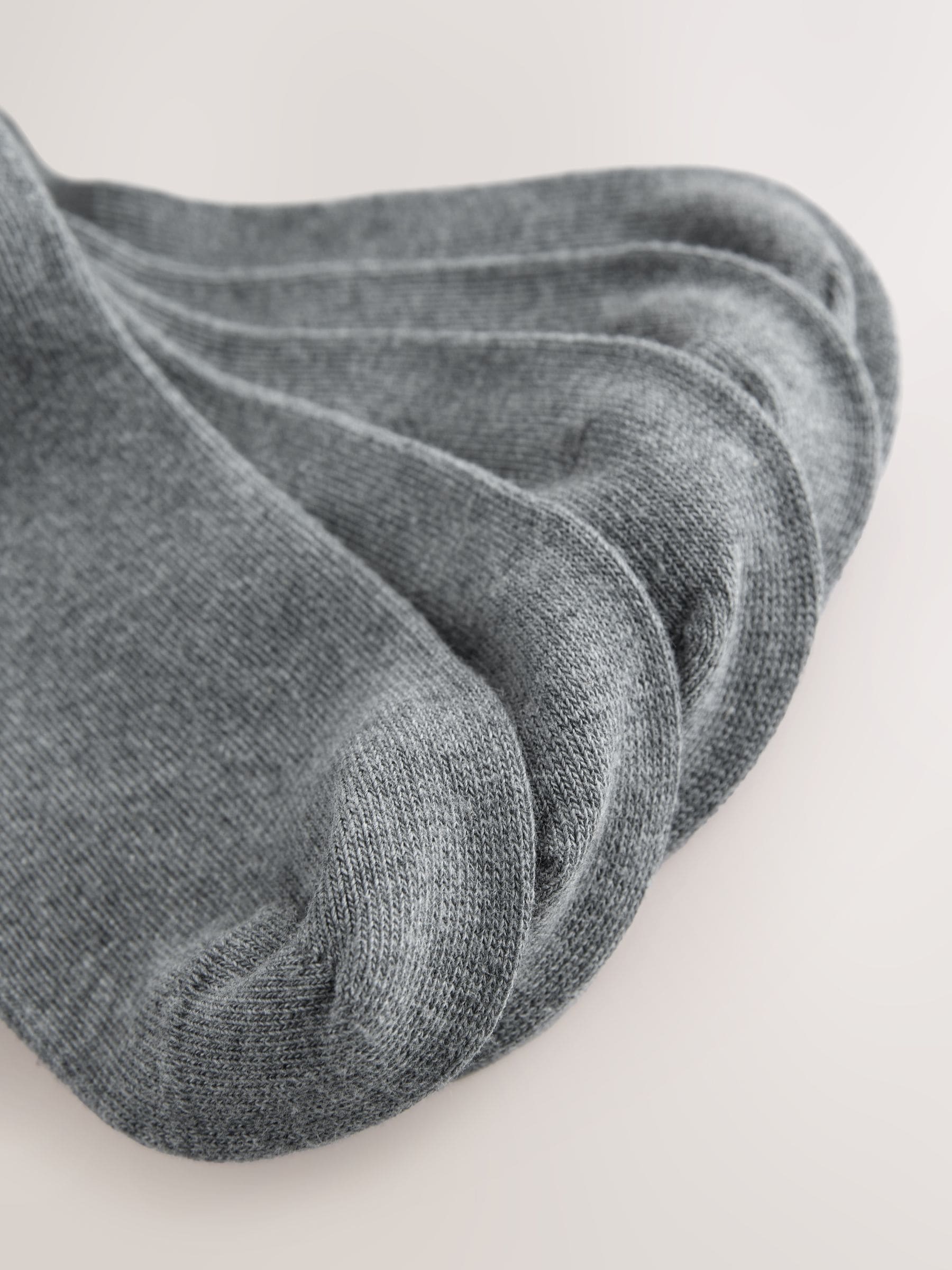 Grey 5 Pack Cotton Rich School Ankle Socks image 3