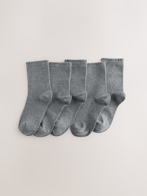 Grey 5 Pack Cotton Rich School Ankle Socks image 1