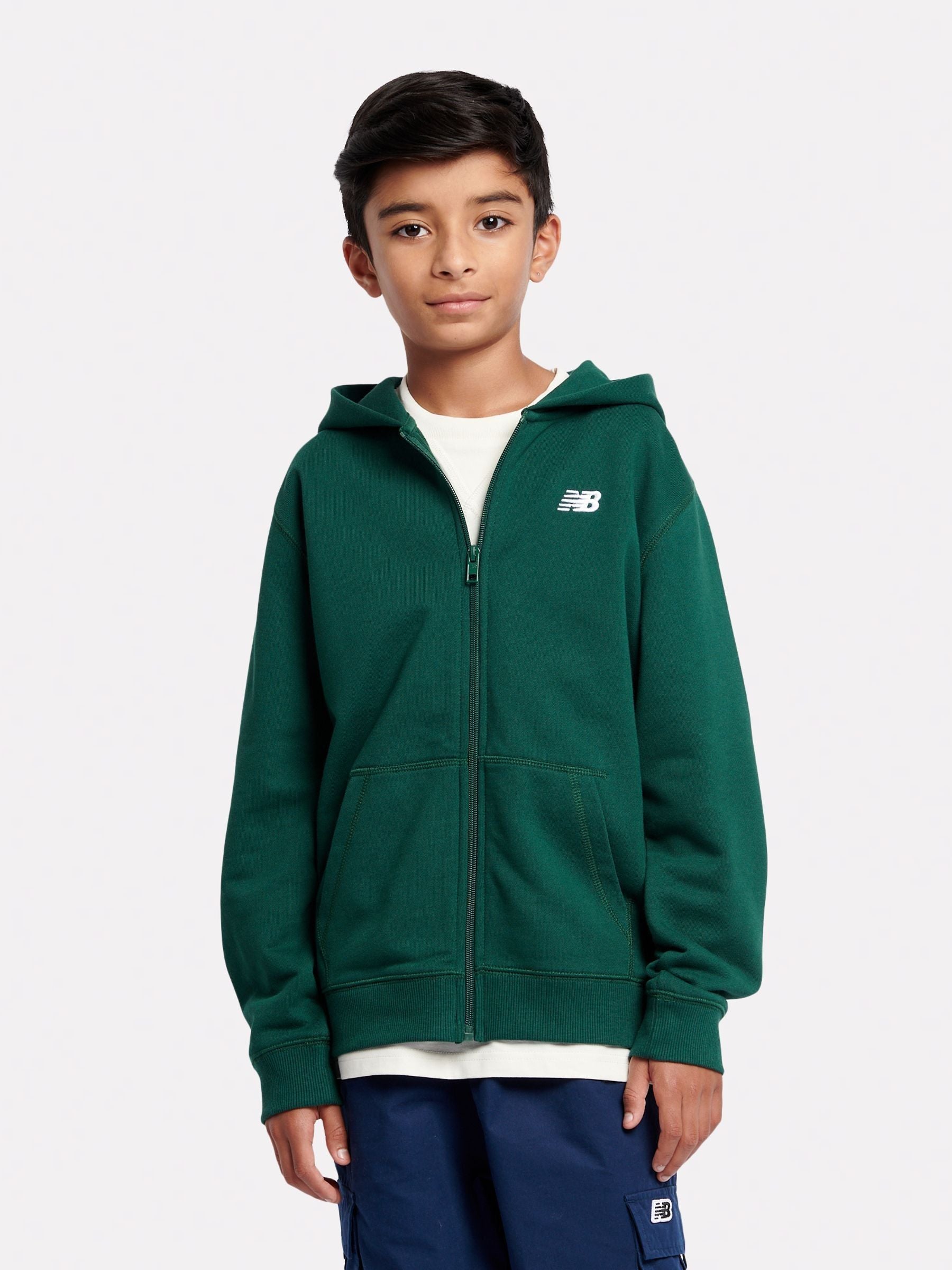 Dsiney Kidz - New Balance Green Small French Terry Logo Zip Hoodie image 1