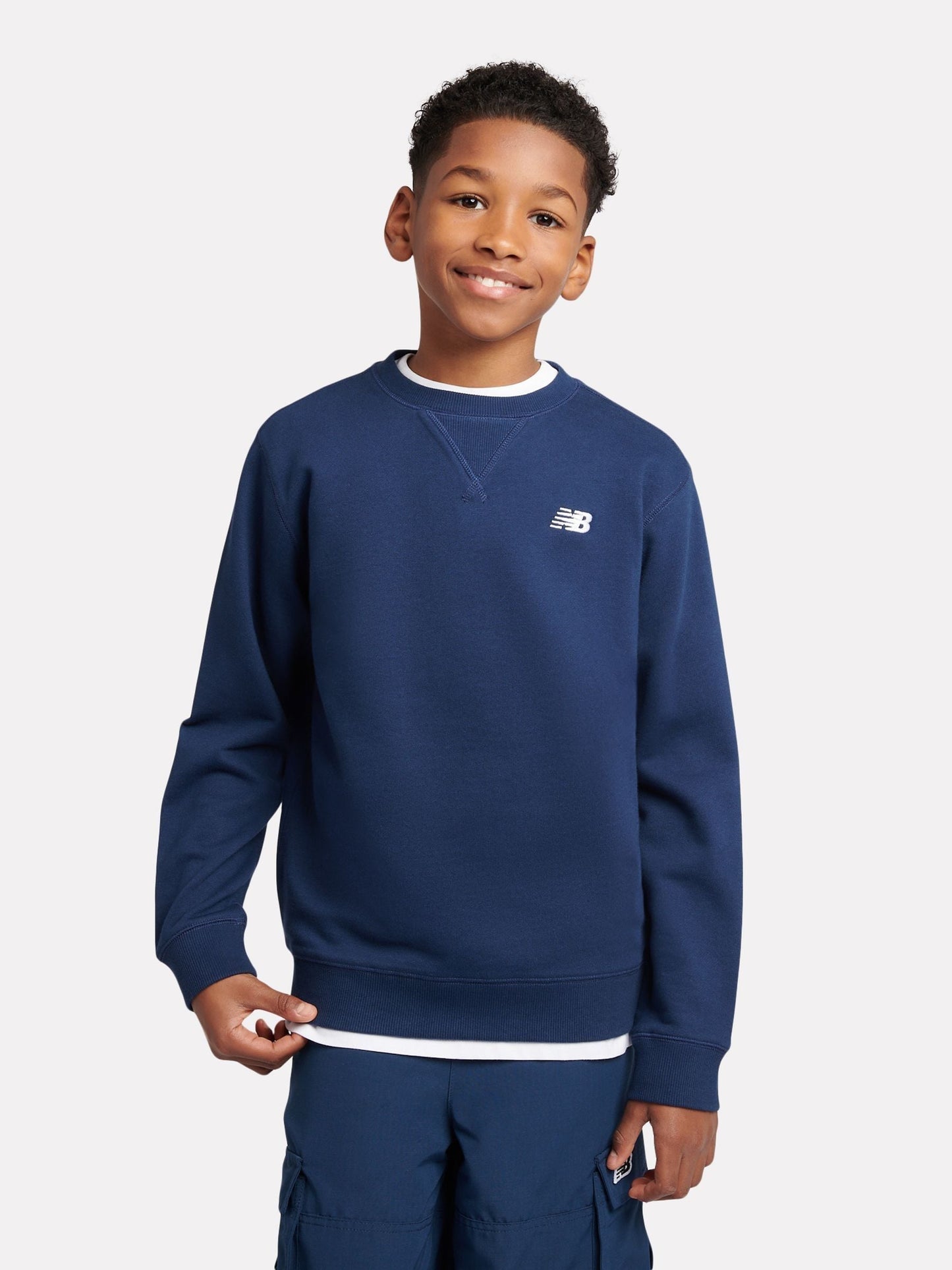 Dsiney Kidz - New Balance Navy Blue French Terry Small Logo Crew Neck Sweatshirt image 1