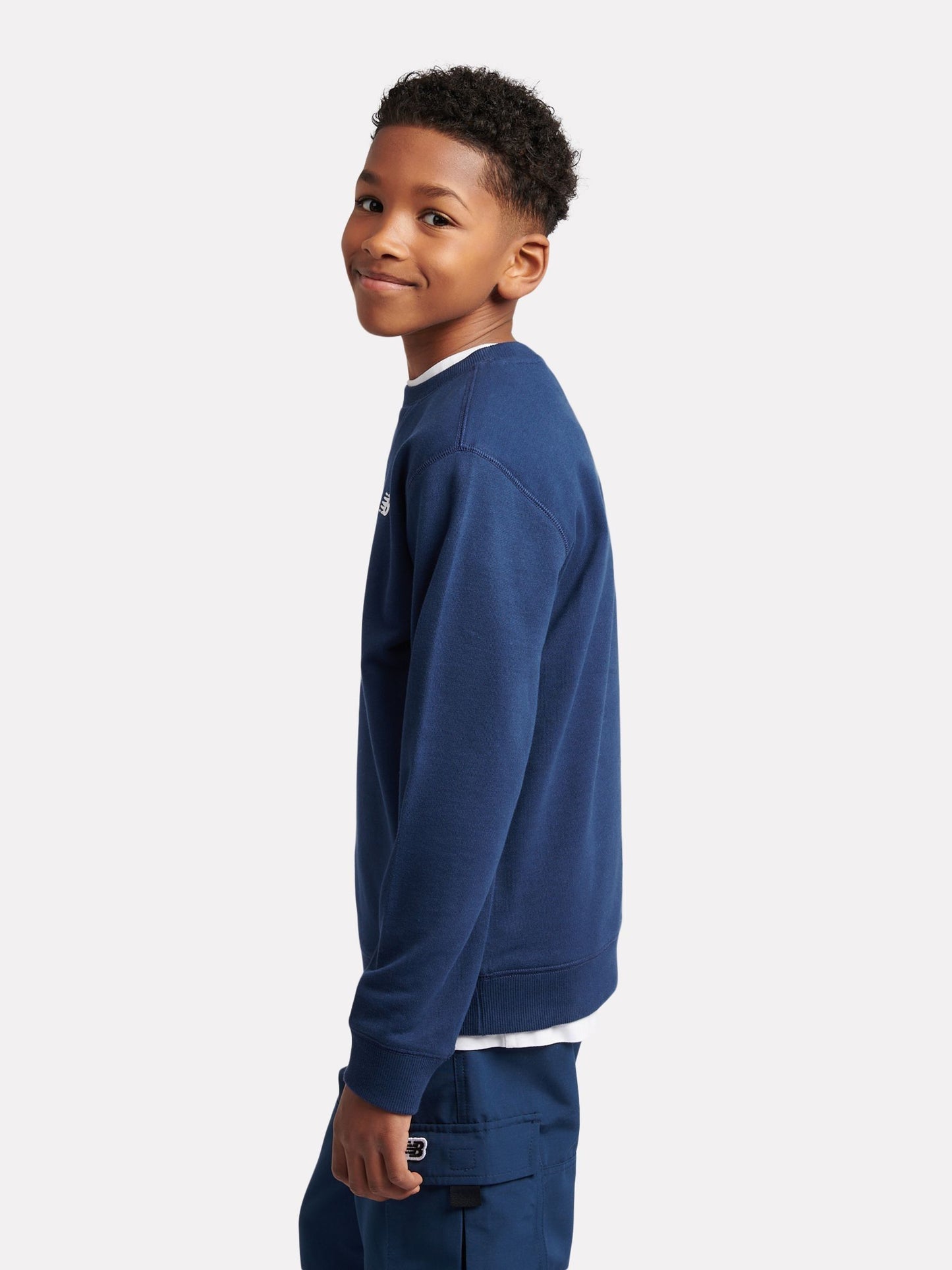 Dsiney Kidz - New Balance Navy Blue French Terry Small Logo Crew Neck Sweatshirt image 2