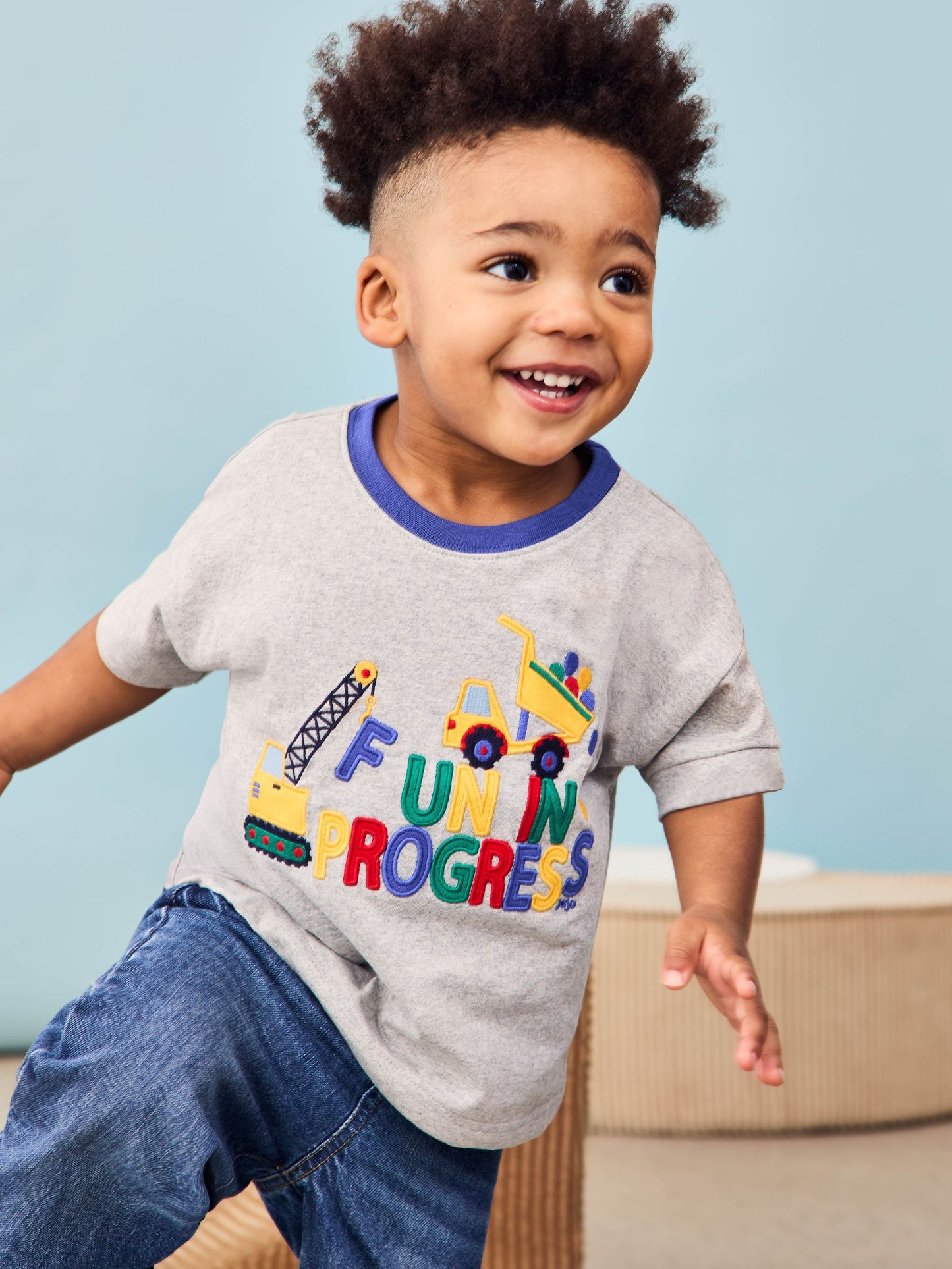 Dsiney Kidz - JoJo Maman Bébé Marl Grey Construction Appliqué T-Shirt image 2