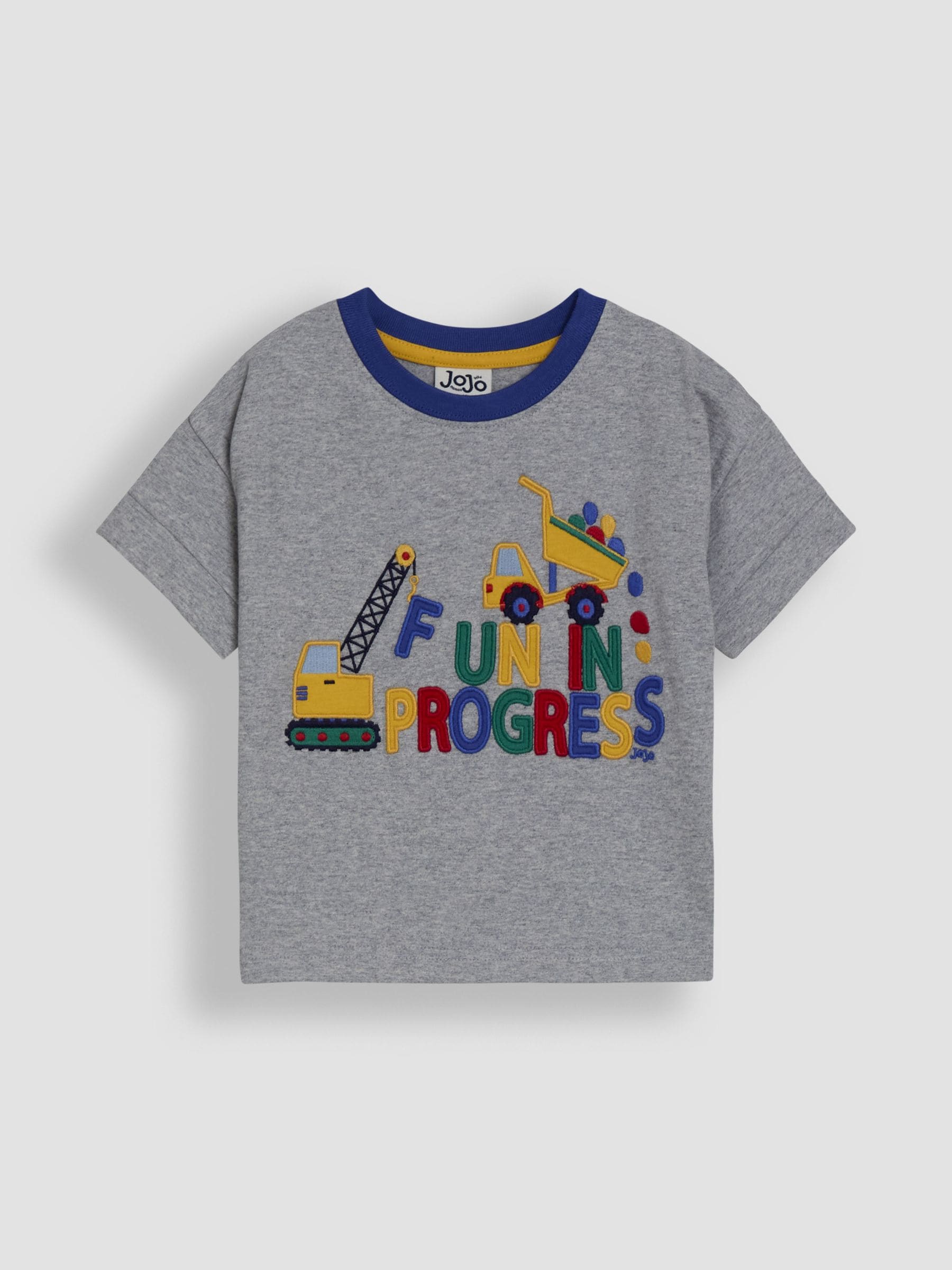 Dsiney Kidz - JoJo Maman Bébé Marl Grey Construction Appliqué T-Shirt image 3