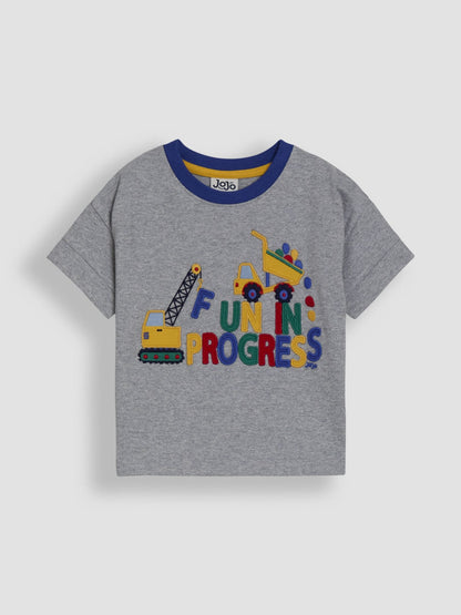 Dsiney Kidz - JoJo Maman Bébé Marl Grey Construction Appliqué T-Shirt image 3