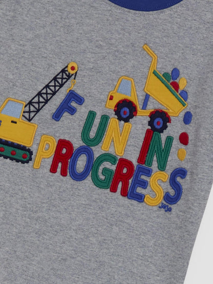 Dsiney Kidz - JoJo Maman Bébé Marl Grey Construction Appliqué T-Shirt image 4
