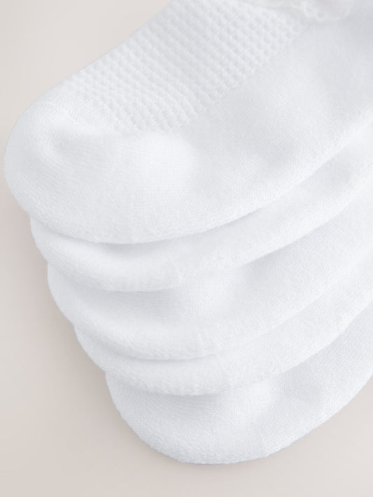 White 5 Pack Cotton Rich Cushioned Soles Ruffle Trainer Socks image 2