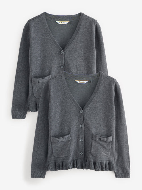 Dsiney Kidz - Clarks Grey Bow Knitted School Cardigans 2 Pack image 1