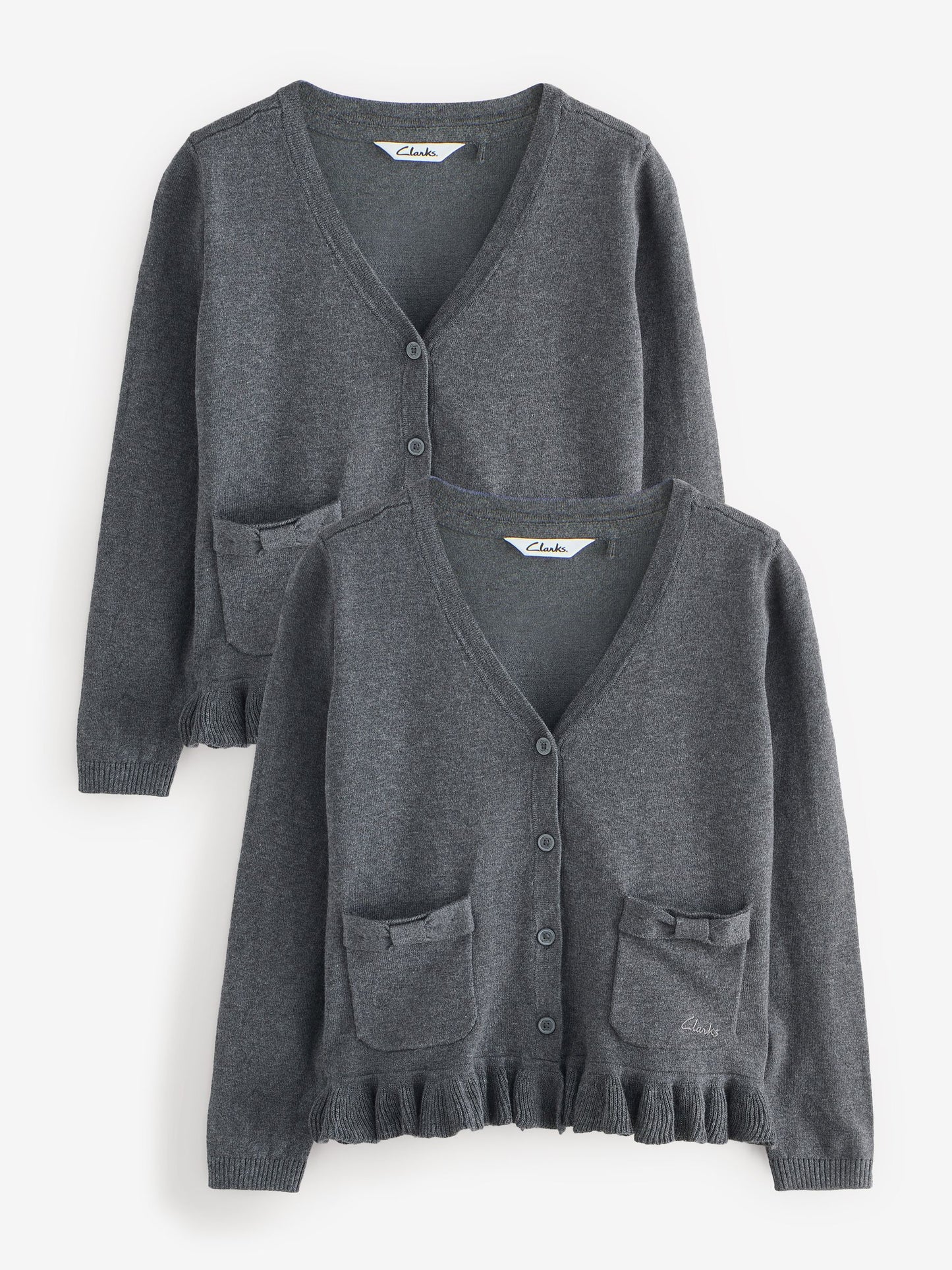 Dsiney Kidz - Clarks Grey Bow Knitted School Cardigans 2 Pack image 1