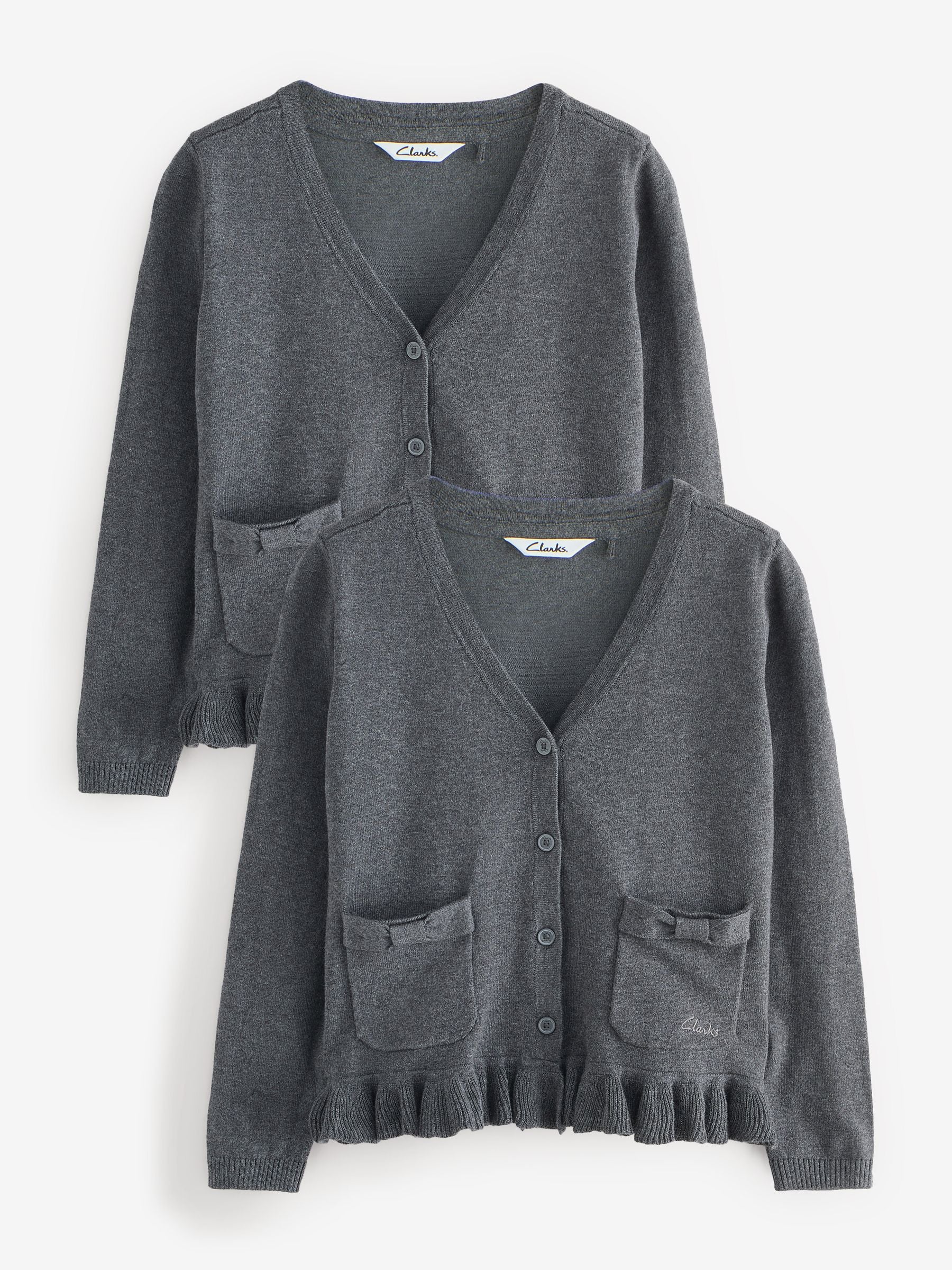 Dsiney Kidz - Clarks Grey Bow Knitted School Cardigans 2 Pack image 1
