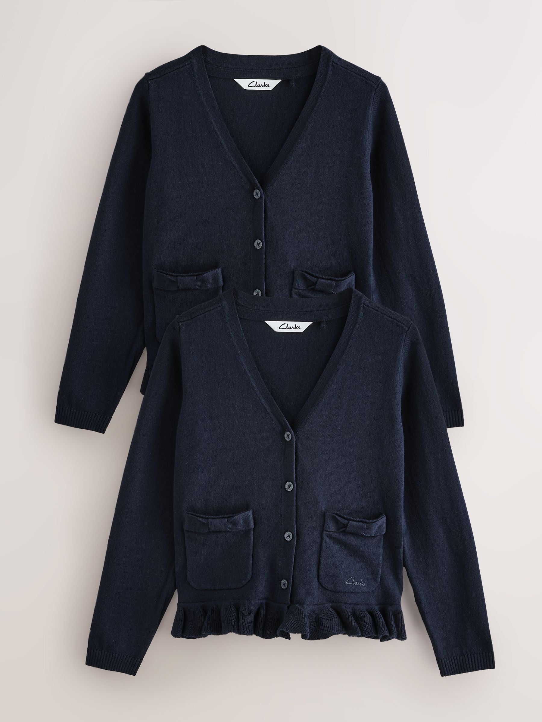 Dsiney Kidz - Clarks Navy Bow Knitted School Cardigans 2 Pack image 1