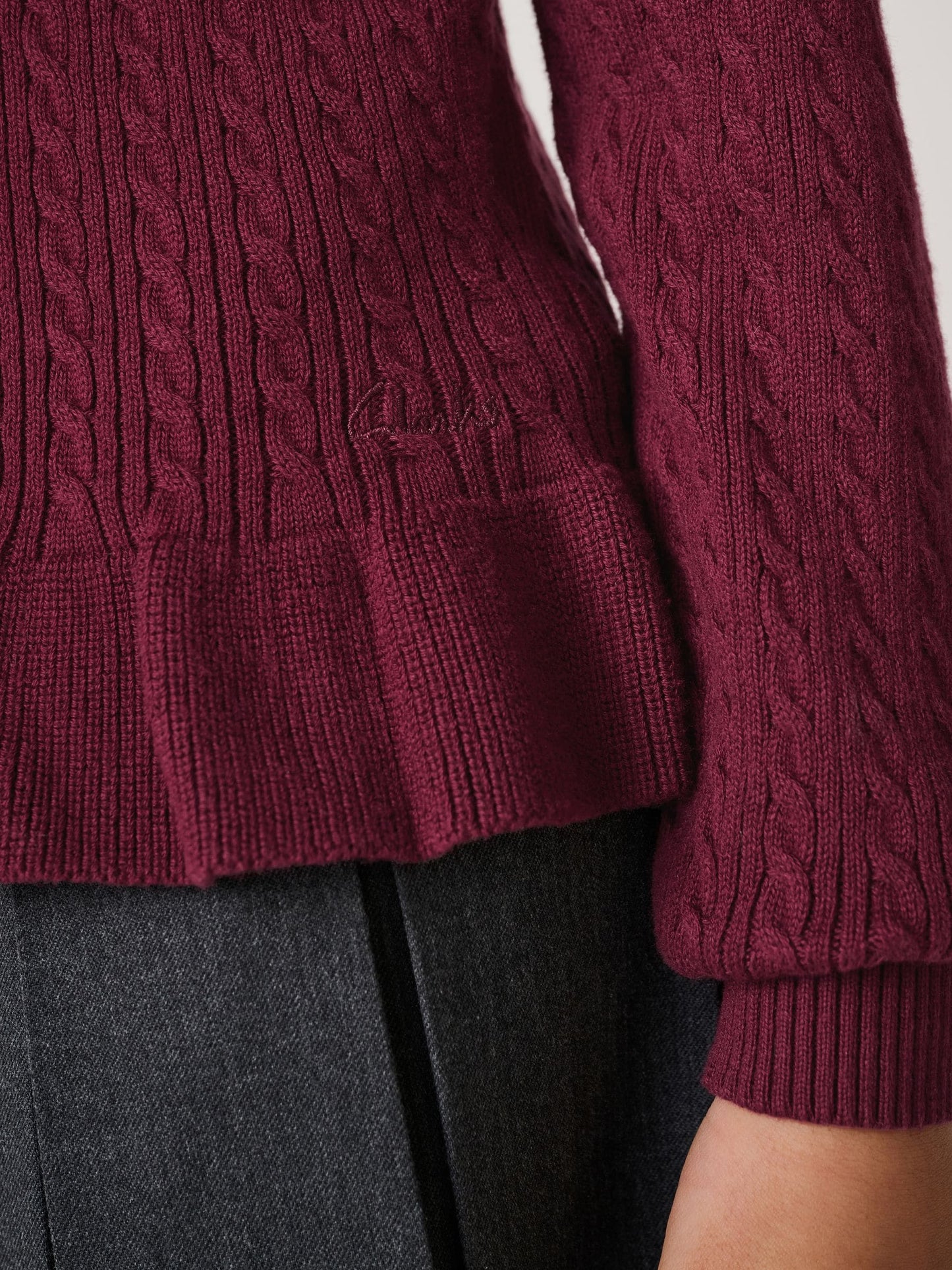 Dsiney Kidz - Clarks Burgundy Red Cable Knit Frill School Cardigan image 5