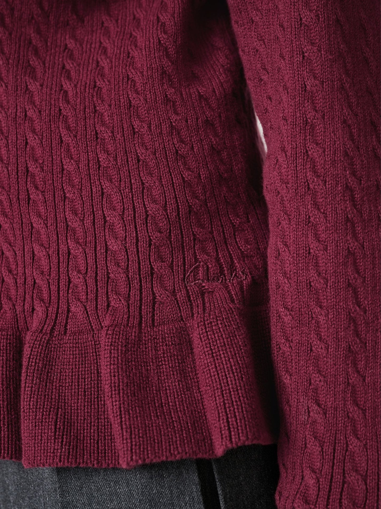 Dsiney Kidz - Clarks Burgundy Red Cable Knit Frill School Cardigan image 7