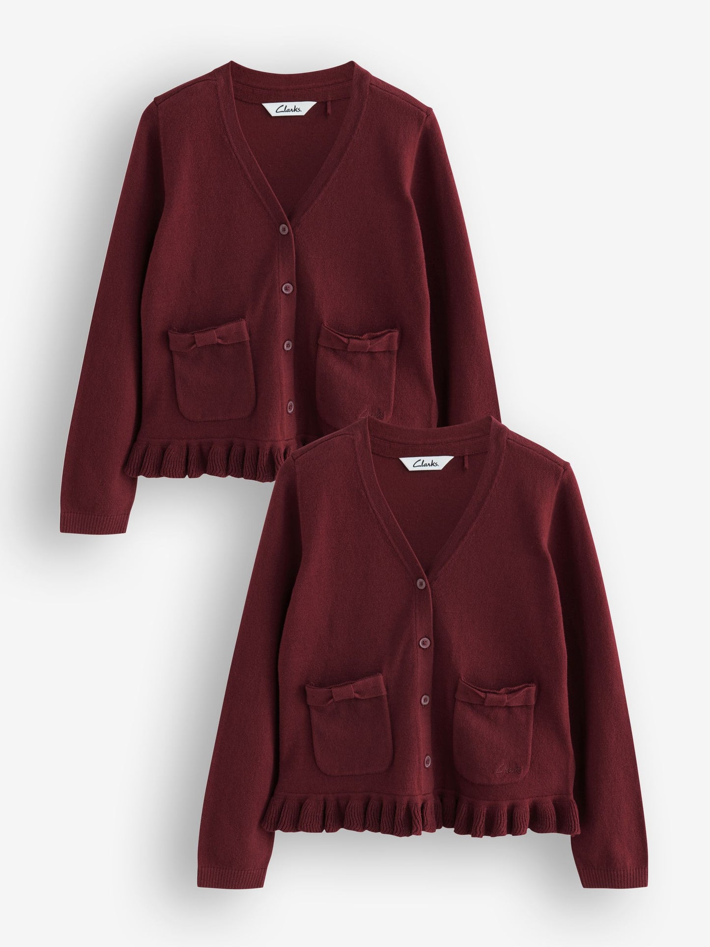 Dsiney Kidz - Clarks Burgundy Red Bow Knitted School Cardigans 2 Pack image 1